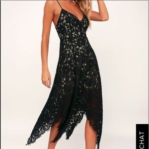 Lulus black lace midi dress